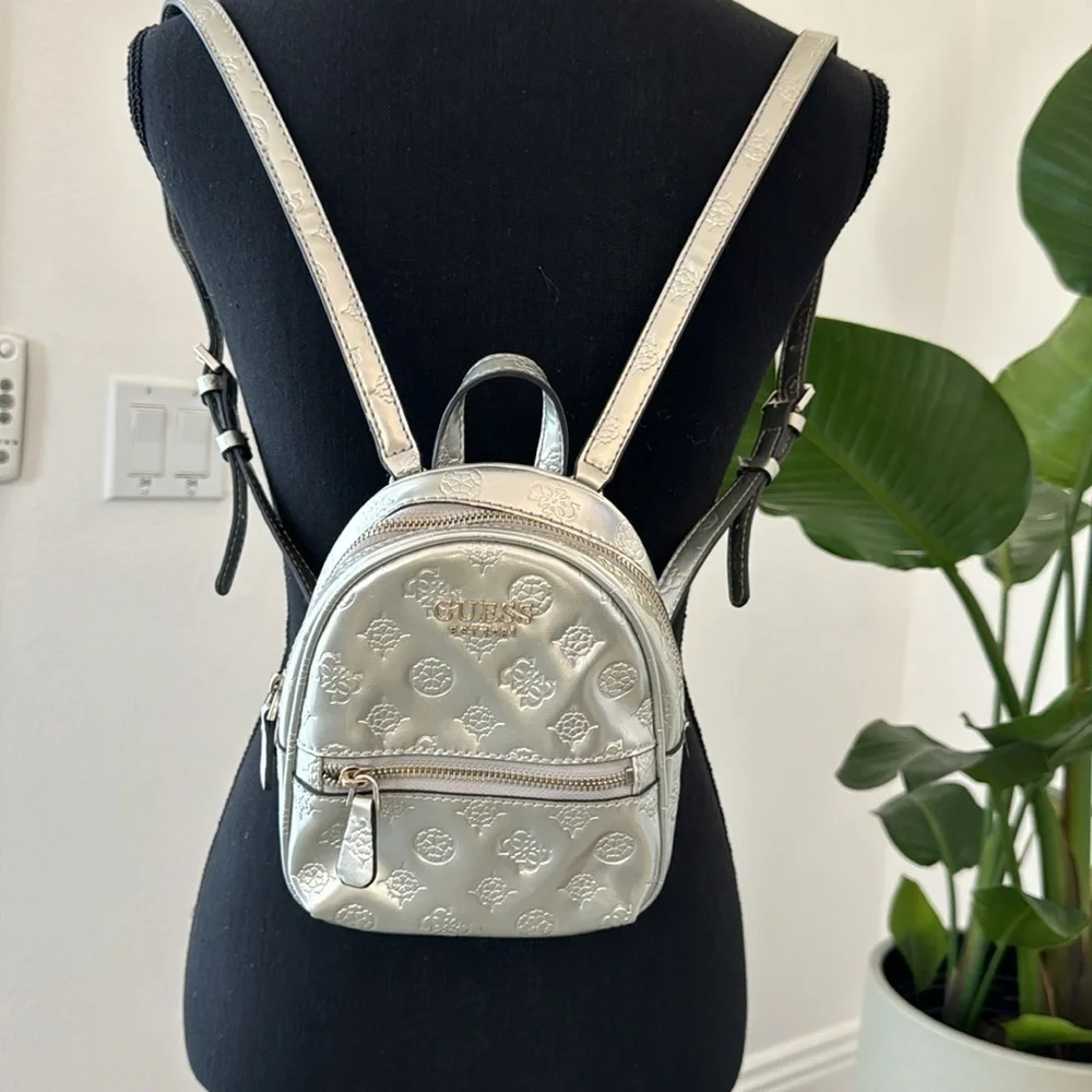 Guess silver mini backpack
